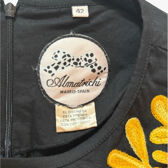 Almatrichi Madrid Spain Black & Gold Embroidered Dress Size 42 (US 10/12) - Picture 2 of 10